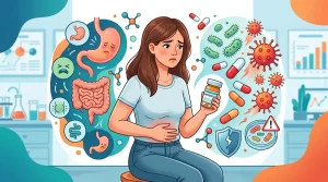 عوارض گوارشی ناشی از مصرف آنتی بیوتیک مانند اسهال و دل‌درد