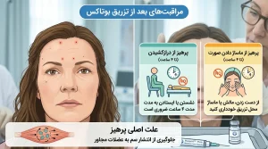 مراقبت‌های بعد از تزریق بوتاکس جهت جلوگیری از انتشار سم به عضلات مجاور